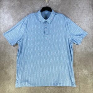Members Mark Performance Polo Mens XXL Glacier Blue Pinwheel Print Short Sleeve